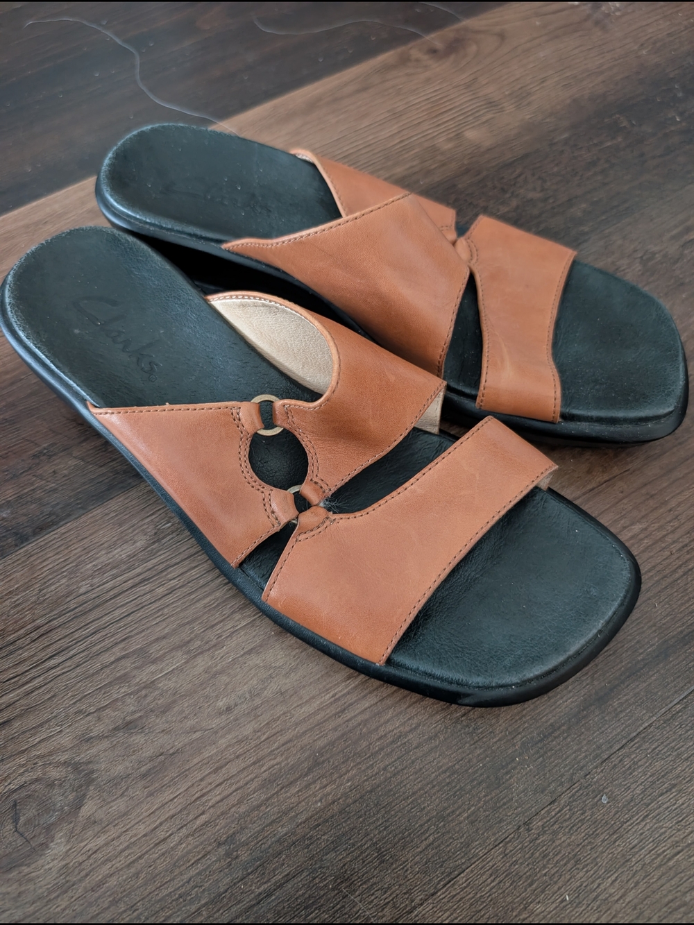 Pretty Clark's Leather Slides Sandal Size 9N